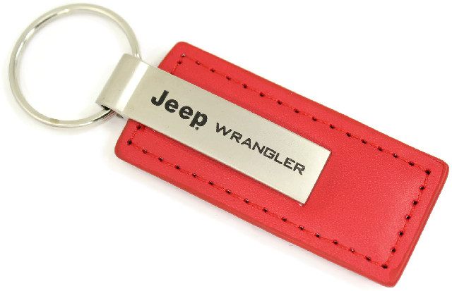 Jeep Wrangler Red Leather Authentic Logo Key Ring